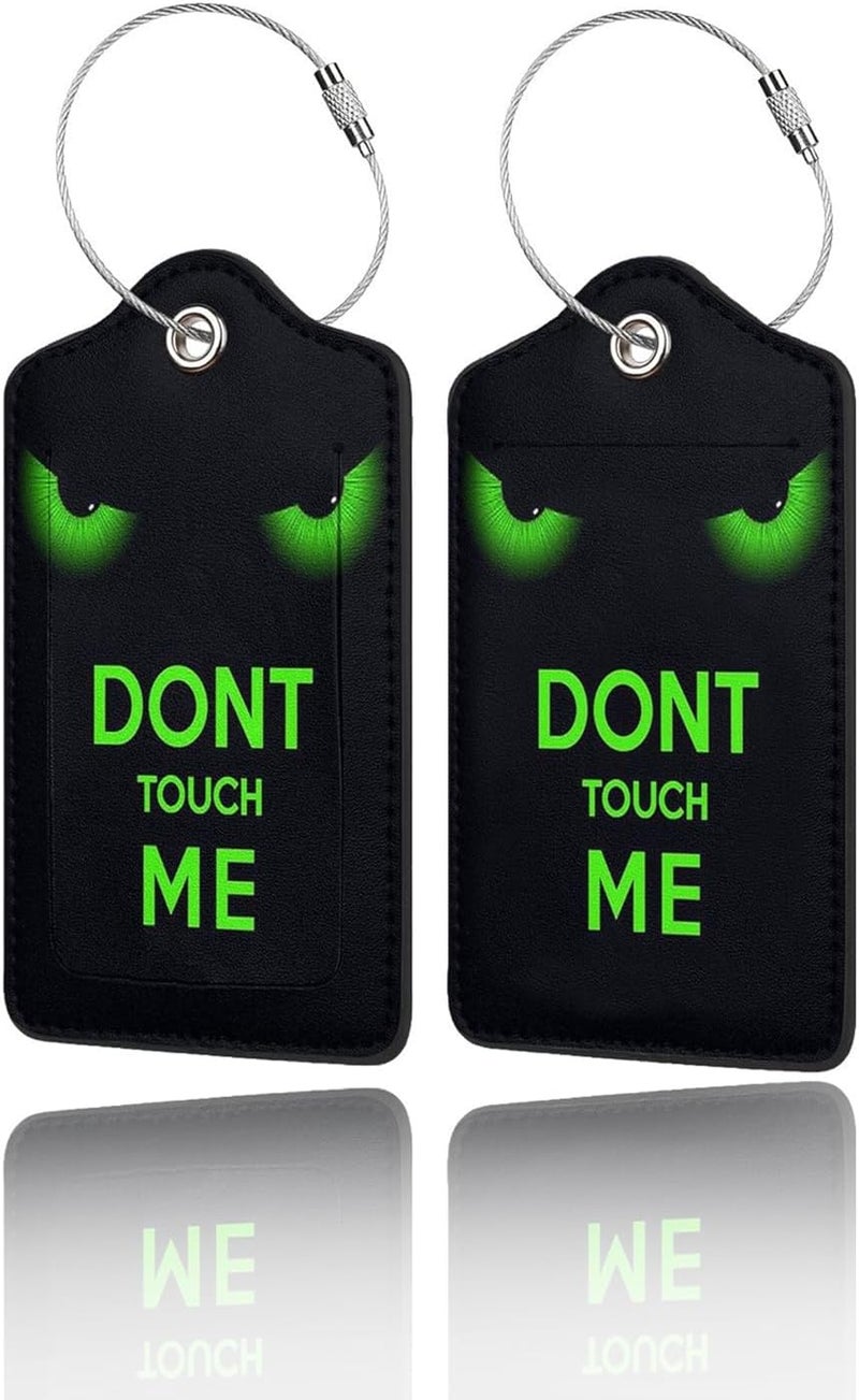 GACCAP 2 Pack Luggage Tags for Suitcase, Privacy Cover ID Label with Stainless Steel and Address Card for Travel Bag Backpack Cruise Ship Essentials Tag Boys Girls Kids - Funny Dont Touch Me - Image 1